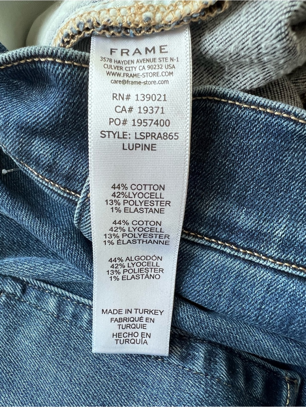 Fram Le Slim Palazzo Jeans Lupine Wide Leg Raw Hem Denim Size 30 - Picture 10 of 13
